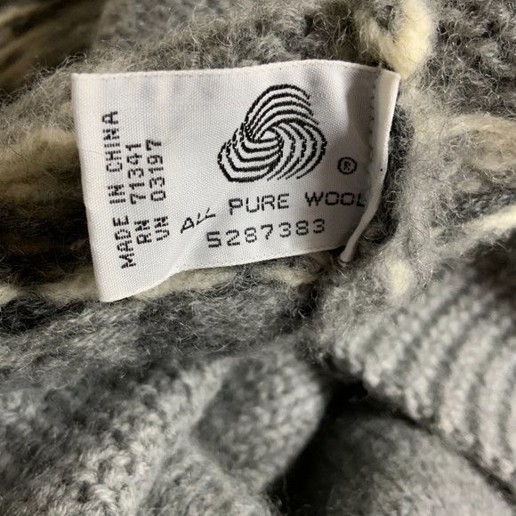 Vintage Wool LL Bean Fair Isle Sweater Zip Cardigan Grunge Holes Chunky Heavy XL - Picture 10 of 14